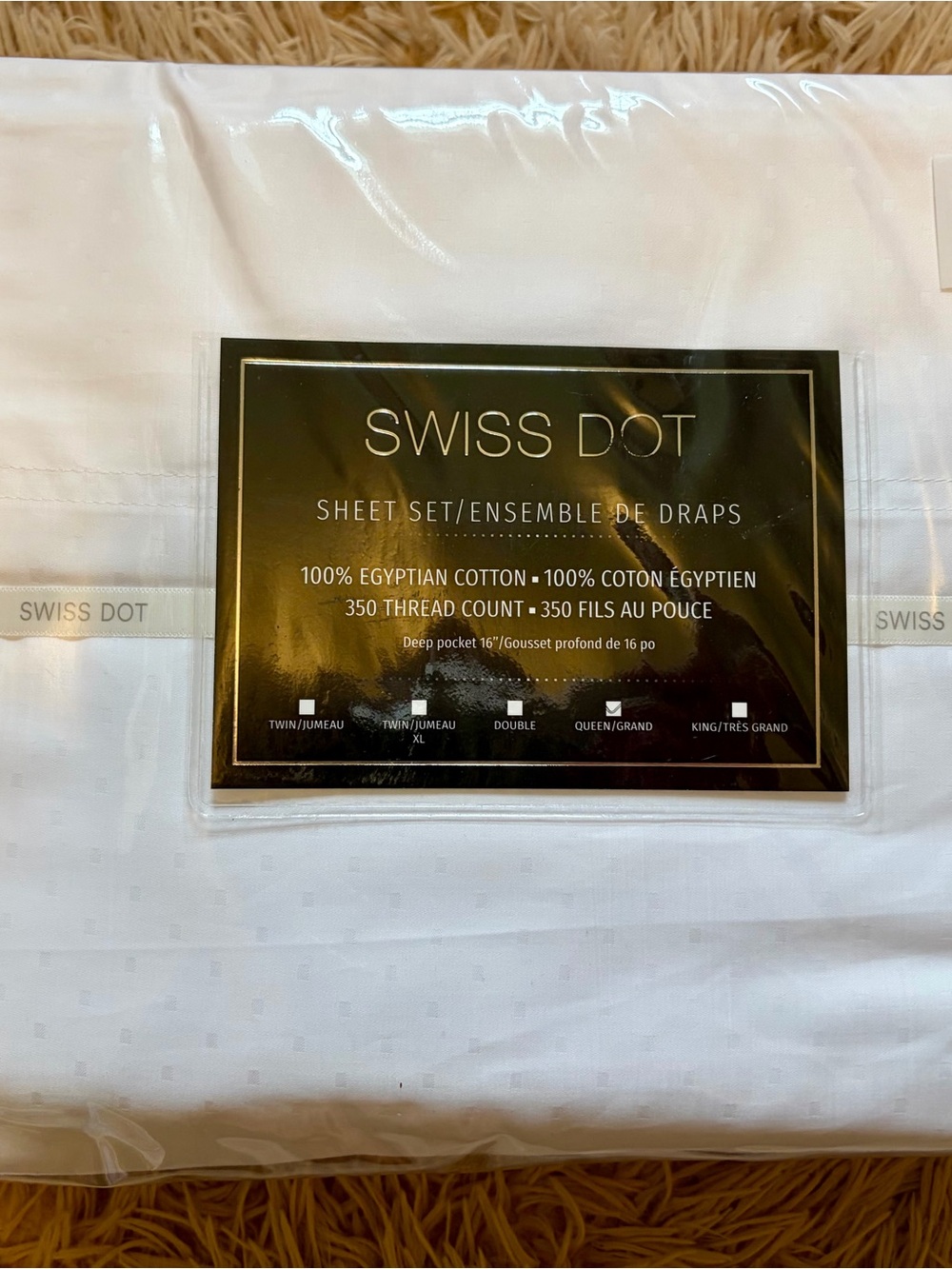 Swiss Dot 100% Egyptian Cotton Sheet Set - White